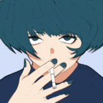 たばこを咥えている女の子