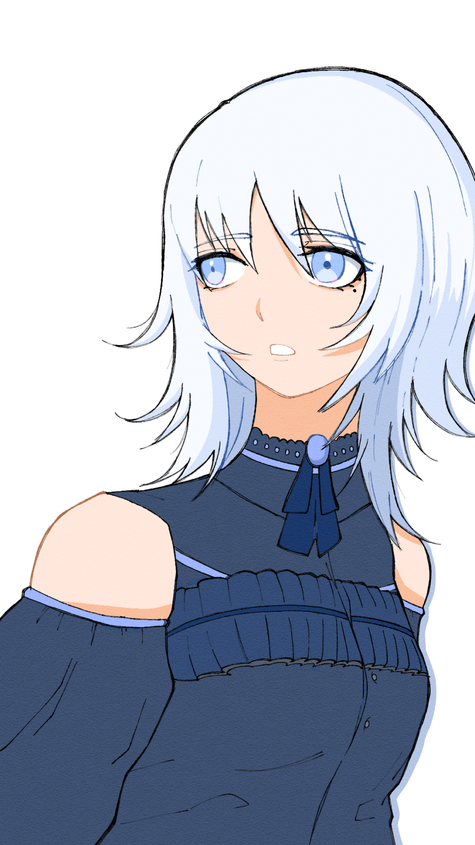 何かを見つめる銀髪の少女